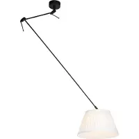 QAZQA Hängelampe mit plissiertem Schirm 35cm creme - Blitz I schwarz