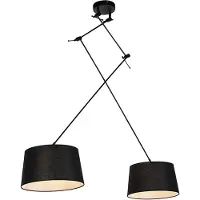 QAZQA Hängelampe mit Leinenschirm schwarz 35 cm - Blitz II schwarz