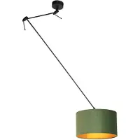 QAZQA Hängelampe mit Veloursschirm grün mit Gold 35 cm - Blitz I schwarz