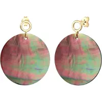 Elli Ohrringe 925 Sterling Silber Perlmuttscheibe in Gold | Gr.: onesize