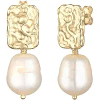 Elli Ohrringe Hänger Barock Süßwasserperle Organic 925 Silber Elli Premium Gold