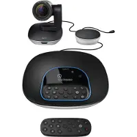 Logitech GROUP Videokonferenz-System, Bestehend aus Webcam, Freisprecheinrichtung & Fernbedienung, HD 1080p, 10-fach Zoom, Rauschunterdrückung, USB-Anschluss & Bluetooth, für Meetingräume - Schwarz