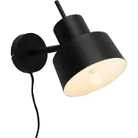 QAZQA - Retro Retro-Wandleuchte schwarz dreh- und neigbar - Chappie I Wohnzimmer I Schlafzimmer - Stahl Rund - LED geeignet E27
