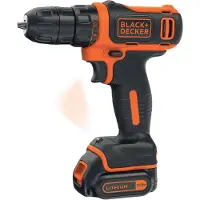 Black & Decker BDCDD12-QW, Handbohrmaschine, Ohne Schlüssel, Schwarz, Orange, 1 cm, 2,5 cm, 1 cm