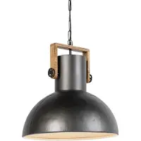 QAZQA Industrielle Hängelampe schwarz mit Mangoholz - Mangos