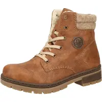 Rieker Winterboots , Damen, Gr. 37, braun (cognac), Filz, Lederimitat, used, Schuhe Winterboots, Winterstiefelette, Blockabsatz, in trendiger Used-Optik, Topseller