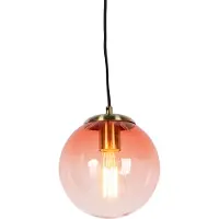 QAZQA Art Deco Hängelampe Messing mit rosa Glas 20 cm - Pallon