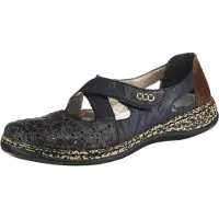 Rieker 463H4 Damen Halbschuhe Ballerinas Leder, Größe:38 EU, Farbe:Blau