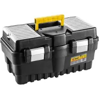 Topex Toolbox Profi Werkzeugkasten 19" (46.2 x 25.6 x 24.2 cm) Organizer, Verschließbare Fächer, Alu-Klammern, Kunststoffgriff, Buckle, Lightweight Kunststoff Werkzeugbox mit Abnehmbarem Tablett