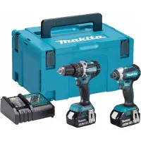 Makita DLX 2180 TJ Akku Combo Kit DHP 484 Akku Schlagbohrschrauber + DTD 153 Akku Schlagschrauber + 2x Akku 5,0 Ah + Ladegerät + Makpac
