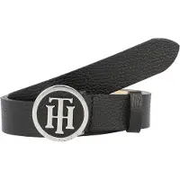 Tommy Hilfiger für Damen. AW0AW05366 Ledergürtel TH Runde Schnalle 3.0 schwarz (75cm), Lässig