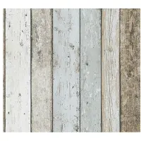 Living Walls Papiertapete "Il Decoro" Holz gestreift realistisch leicht strukturiert Streifen Tapete Holzoptik Tapeten Wohnzimmer Schlafzimmer Küche lau