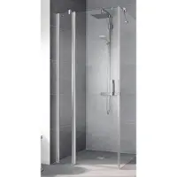 Kermi Pega Pendeltür 1-flügelig mit Festfeld PE1NL10020VAK 100x200cm, silber hochglanz, ESG klar, links, auf Duschwanne