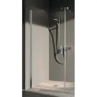 Kermi Duschtür Pendeltür 1-flügelig links für Ecke „PEGA“ Glas Klar, Profile Silber Hochglanz, BV: 865 - 890 mm GAK: 850 - 875 mm WE: 875 - 900 mm H: 2000 mm