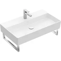 Villeroy & Boch Memento 2.0 Wandwaschbecken, 1 Hahnloch, mit Überlauf, ungeschliffen, 800x470mm, 4A2280R1, Farbe: Weiß CeramicPlus