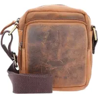 Green Burry Greenburry Umhängetasche Reisebegleiter Leder braun Herrentasche Ledertasche antikbraun 16x19cm für Damen und Herren