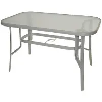 FRG Gartentisch Tisch mit Glasplatte und Stahlgestell 120x70 cm