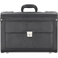 Alassio Pilotenkoffer VICENZA, Hauptfach, Laptopfach bis 17'', Stiftschlaufen, Tragegriff, abschließbar, Kunstleder, schwarz