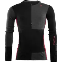 Aclima Warmwool Hood Sweater With Zip jet black/marengo/chili pepper - Größe XXL 104035
