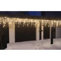 FHS LED-Eisregen-Lichterkette Lichervorhang 4 m 168 LED warmweiß