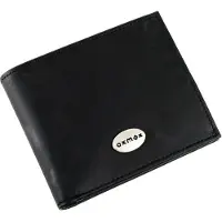 OXMOX Leder Geldbörse Leather Querscheinbörse Pure Metal Round Black schwarz