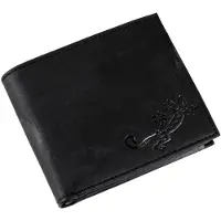 OXMOX Leder Geldbörse Leather Querscheinbörse Lizard Embossed Black schwarz