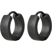 KUZZOI Ohrringe Männer Creole Kreis Matt 925 Sterling Silber Kuzzoi Schwarz