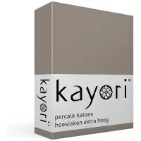 Kayori Spannbettlaken Shizu Taupe (Perkal)-180 x 200 cm