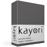 Kayori Topper Spannbettlaken Shizu Anthrazit (Perkal)-180 x 210/220 cm