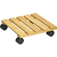 WAGNER System Pflanzenroller BAMBOO 29 x 29 x 7 cm, für den Innenbereich, Bambus hell, versiegelt, Tragkraft 100 kg - 20026501