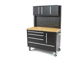 HBM Werkzeugwagen / Werkbank, 138 cm, schwarz, Metall