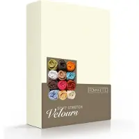 Romanette Spannbettlaken Elfenbein (Velours)-Lits-Jumeaux (160/180 x 200/210/220 cm)