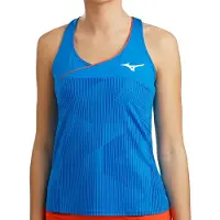 Mizuno – Bedrucktes blaues Tanktop für Damen