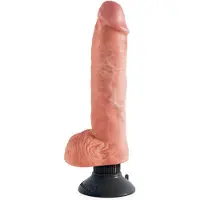 King Cock 10 Saugfuß-Vibrator (25 cm) - natur