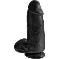 King Cock 9 Chubby - Saugnapf-Dildo mit Hoden (23cm) - schwarz