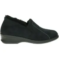 Rohde Farun, Hausschuh (Slipper), Microvelour, schwarz, Lammfellfutter, Weite F1/2 2516-90 36