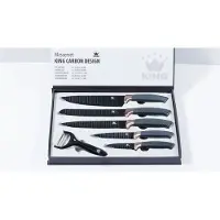 King Messerset mit dünnem Schäler Carbonoptik schwarz/roségold 6-teilig