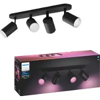 Philips Hue White and Color ambiance Fugato 4er-Spot, Intelligenter Einbaustrahler, Bluetooth/Zigbee, Schwarz, LED, Metall, GU10