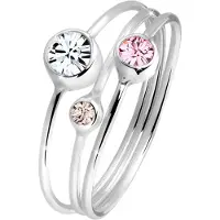 Elli Ring Stapelring Set Kristalle 925 Silber Elli Bunt