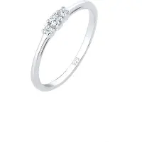 Elli Ringe - Ring Verlobungsring Diamant (0.06 ct.) Zart 925 Si - Gr. 52 MM - in Silber - für Damen