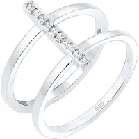Elli Ring Doppelring Geo Kristalle 925Er Silber Elli Silber