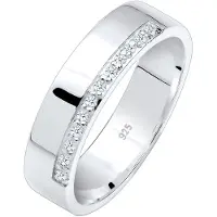 Elli Ringe - Ring Bandring Basic Diamanten (0.06 ct.) 925 Silbe - Gr. 54 MM - in Weiß - für Damen