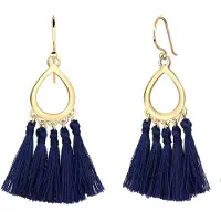 Elli Ohrringe Hänger Tassel Quaste Tropfen Festival 925 Silber Elli Dunkelblau
