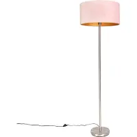 QAZQA Stehlampe Stahl mit Rosa Schirm 50 cm Simplo