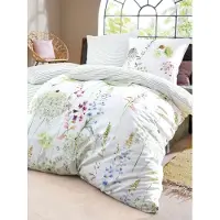 Estella Mako-Satin Wendebettwäsche Meadow grün Kissenbezug einzeln 40x80 cm