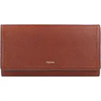 Fossil Leder Geldbörse Logan Flap Clutch Brown braun