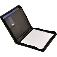 Desq Schreibmappe 3690 Business Classy, schwarz, Echt Leder, mit Reißverschluss, Tabletfach bis 13 Zoll und Block, A4