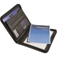 Desq Schreibmappe 3683 Business Classy, schwarz A4, Kunstleder, Ringbuch, Tabletfach & Reißverschluss