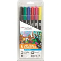 Tombow ABT-6P-1, Fine, 6 colours, Multicolour, Bullet tip & Brush tip, 0.8 mm, 1 cm