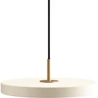 UMAGE Asteria Mini LED-Hängelampe perlweiß/messing Ø 31 cm - , Asteria mini, dimmbar, Weiß, für Wohnzimmer, Metall, Design